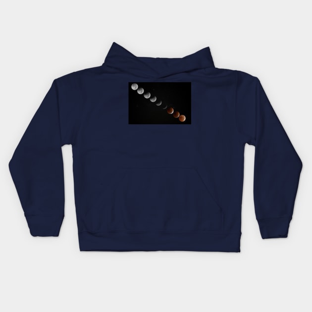 Lunar Eclipse Phases Kids Hoodie by A Thousand Words Photography